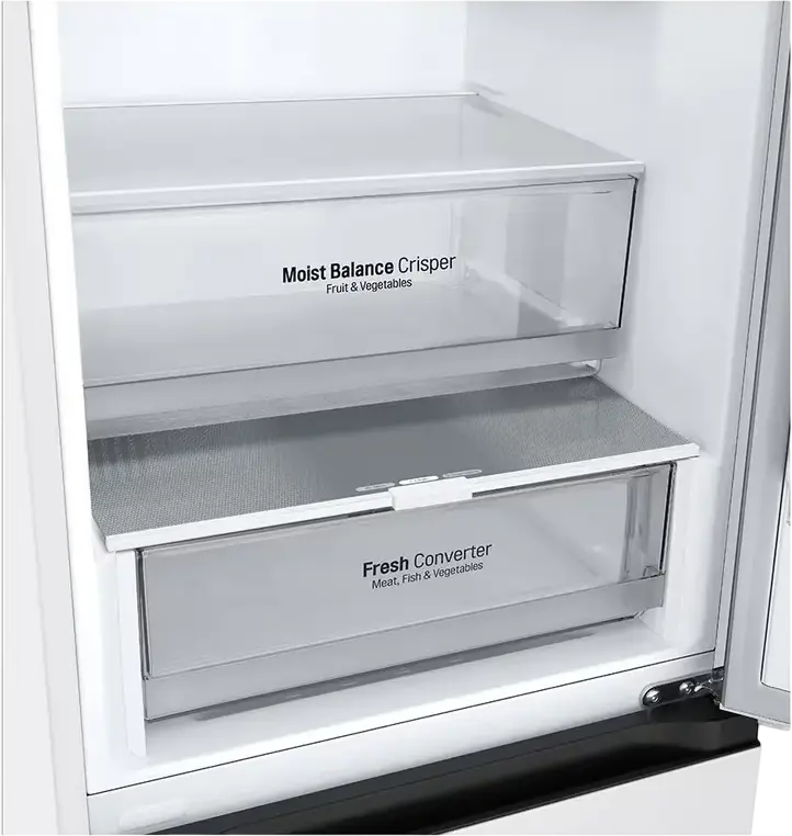 Frigider Combinat LG GBV3200DSW, Congelator Jos, Total No Frost, Compresor Smart Inverter, Volum Net 387L, DoorCooling+, LinearCooling, Culoare: Alb