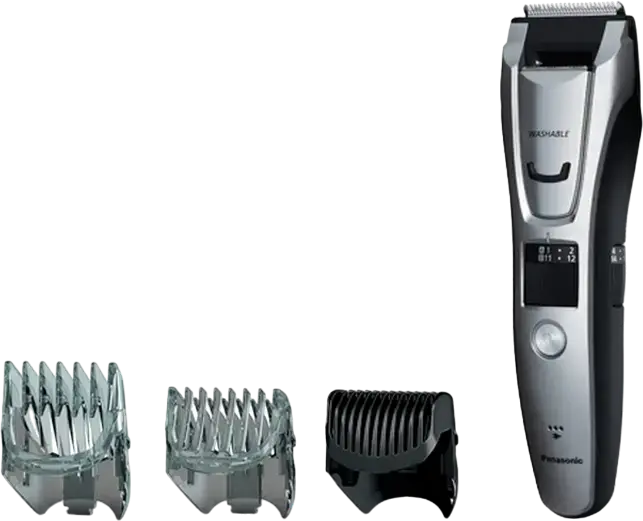 Trimmer Panasonic ER-GB80 pentru barbă, cap și corp, 26 setări lungime 0.5-25mm, lame din oțel inoxidabil, lavabil, alimentare AC și baterie, Argintiu/Negru
