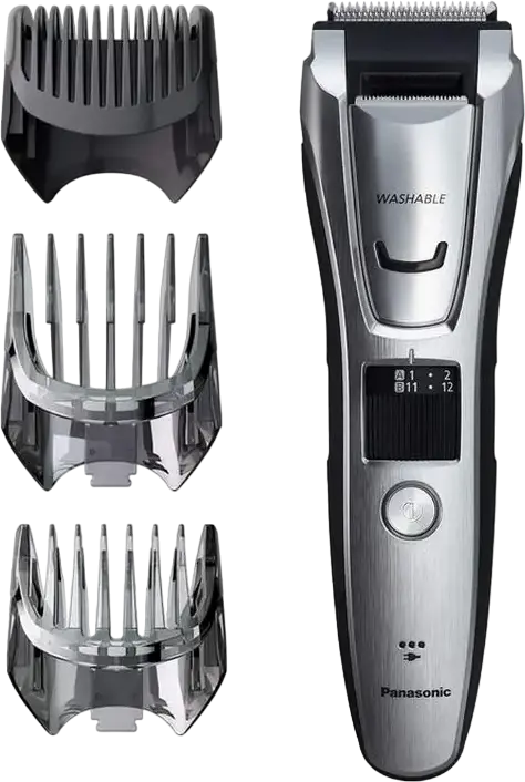 Trimmer Panasonic ER-GB80 pentru barbă, cap și corp, 26 setări lungime 0.5-25mm, lame din oțel inoxidabil, lavabil, alimentare AC și baterie, Argintiu/Negru