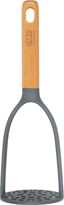 Pasare Cartofi Resto Kitchenware SUBRA 94204, Plastic PBT Rezistent la Caldura si Maner din Lemn de Fag, 26 x 8.5 x 7.5 cm, Gri