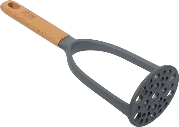 Pasare Cartofi Resto Kitchenware SUBRA 94204, Plastic PBT Rezistent la Caldura si Maner din Lemn de Fag, 26 x 8.5 x 7.5 cm, Gri