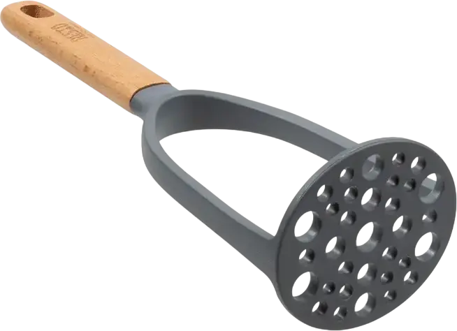 Pasare Cartofi Resto Kitchenware SUBRA 94204, Plastic PBT Rezistent la Caldura si Maner din Lemn de Fag, 26 x 8.5 x 7.5 cm, Gri