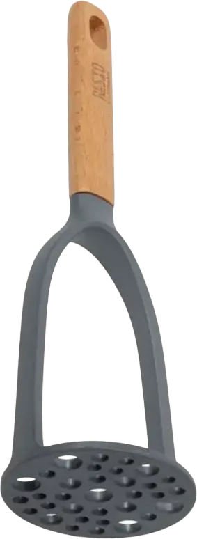 Pasare Cartofi Resto Kitchenware SUBRA 94204, Plastic PBT Rezistent la Caldura si Maner din Lemn de Fag, 26 x 8.5 x 7.5 cm, Gri