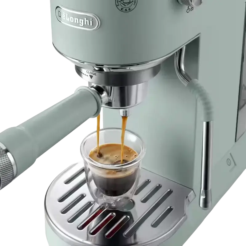 DeLonghi Dedica Duo EC890 Manual Espresso Machine, 1450W, 15 Bar, 1.1L Tank, Cold Extraction Technology, LED Display, Verde, Set of 8 Pieces