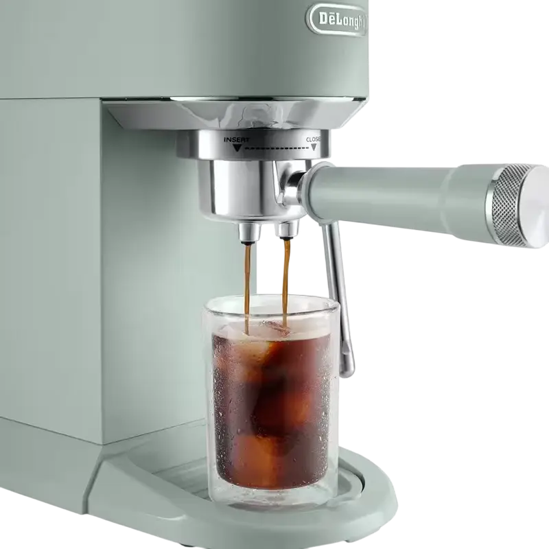 DeLonghi Dedica Duo EC890 Manual Espresso Machine, 1450W, 15 Bar, 1.1L Tank, Cold Extraction Technology, LED Display, Verde, Set of 8 Pieces