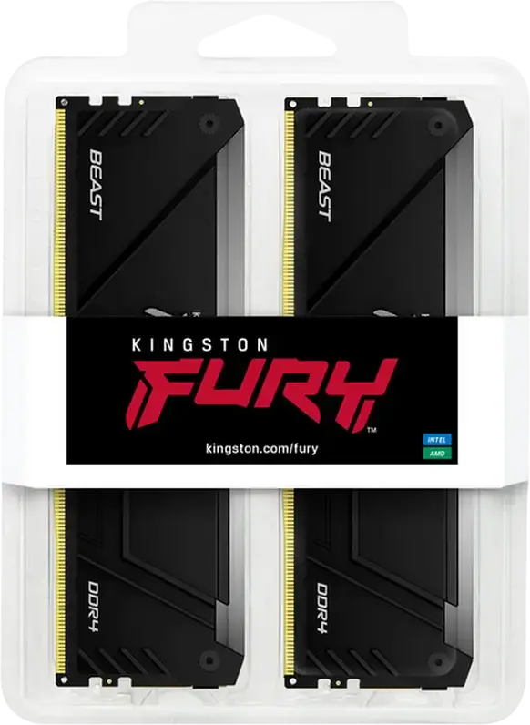 Kit Memorie Kingston FURY Beast RGB 32GB (2x16GB) DDR4 3600MHz PC4-28800 CL18 KF436C18BB2AK2/32, Negru, Intel XMP 2.0, 288-Pin DIMM