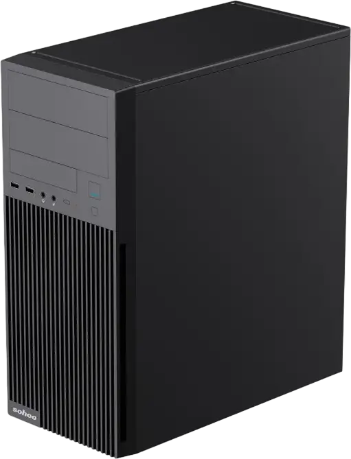 Sohoo 2815BK Midi-Tower PC Case, Black SPCC/SGCC Chassis, ATX/Micro-ATX/Mini-ITX Support, 2x 5.25" ODD, 3x 2.5" SSD, 7x PCI Slots, 330x175x405mm