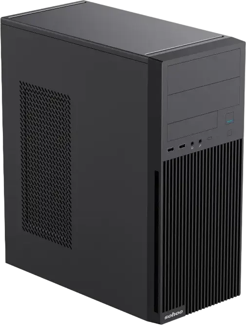 Sohoo 2815BK Midi-Tower PC Case, Black SPCC/SGCC Chassis, ATX/Micro-ATX/Mini-ITX Support, 2x 5.25" ODD, 3x 2.5" SSD, 7x PCI Slots, 330x175x405mm