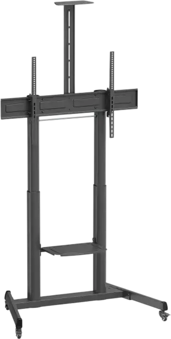 Stativ TV mobil Reflecta 100P-10060T, Suport de Podea pentru Ecrane 60-100 inch, Capacitate 120kg, VESA pana la 1000x600mm, Reglabil pe Inaltime, Negru