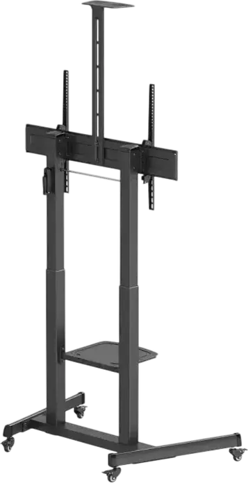 Stativ TV mobil Reflecta 100P-10060T, Suport de Podea pentru Ecrane 60-100 inch, Capacitate 120kg, VESA pana la 1000x600mm, Reglabil pe Inaltime, Negru
