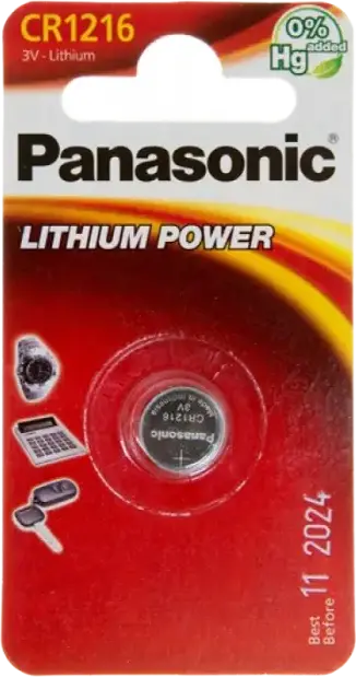 Baterie Panasonic CR1216 3V Litiu Tip Buton, Dioxid de Mangan, Fara Mercur, 11.6mm x 3.1mm pentru Ceasuri, Calculatoare si Telecomenzi