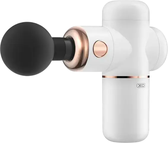 XO FG01 Smart Fascia Massage Gun, 4 Speed Gears, 3000mAh Battery, Type-C Charging, PC+ABS Material, with 4 Replacement Heads, White