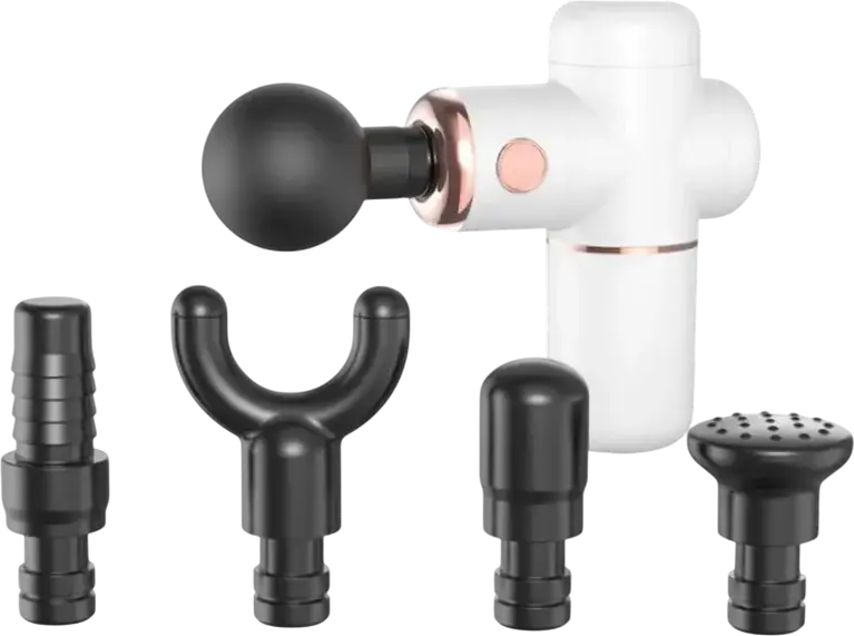 XO FG01 Smart Fascia Massage Gun, 4 Speed Gears, 3000mAh Battery, Type-C Charging, PC+ABS Material, with 4 Replacement Heads, White