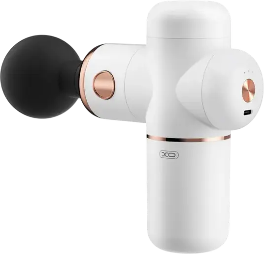 XO FG01 Smart Fascia Massage Gun, 4 Speed Gears, 3000mAh Battery, Type-C Charging, PC+ABS Material, with 4 Replacement Heads, White