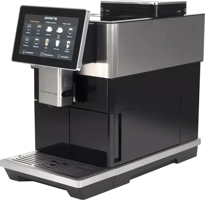 Polaris PACM 2081AC Automatic Espresso Machine, 20 Bar, 1450W, Ceramic Grinder, 1.5L Tank, Wi-Fi IQ Home App Control, Touch Display, Black