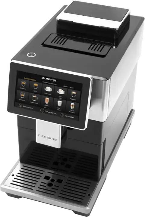 Polaris PACM 2081AC Automatic Espresso Machine, 20 Bar, 1450W, Ceramic Grinder, 1.5L Tank, Wi-Fi IQ Home App Control, Touch Display, Black