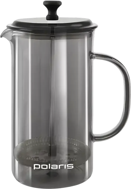 Polaris Graphit-1000FP French Press Coffee Maker, 1L Glass Beaker with Mesh Filter and Lid, Grey
