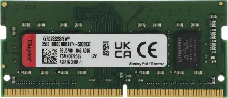 Memorie RAM Laptop Kingston ValueRAM KVR32S22S8/8WP 8GB DDR4 3200MHz PC4-25600 SODIMM 260-Pin CL22 1.2V Single Rank 1Rx8