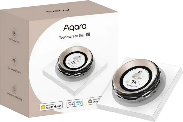 Aqara Touchscreen Dial V1 Smart Switch Controller, 1.32-inch LCD Round Screen, Haptic Rotary Dial, Wi-Fi, Bluetooth, Temp/Humidity/Presence Sensors, White