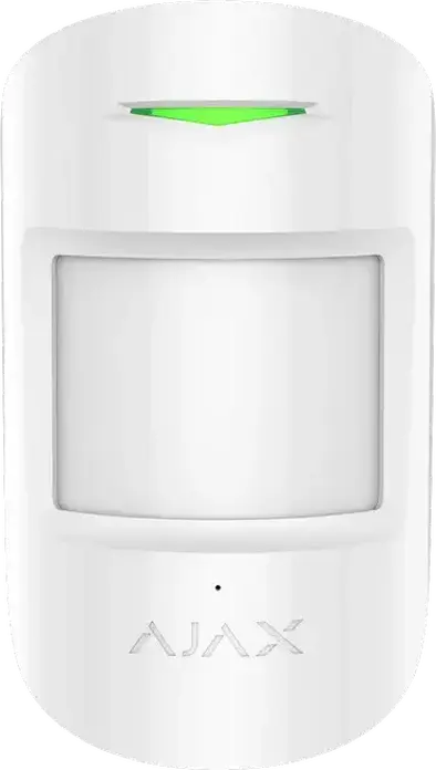 Ajax CombiProtect Combined Wireless Motion and Glass Break Detector, 12m Range, 180 Degree View, Pet Immunity up to 20kg, Color: White