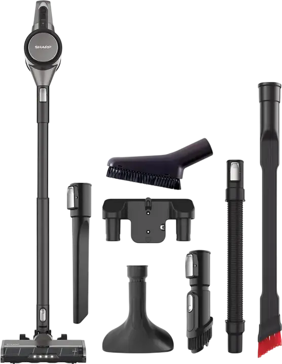 Aspirator Vertical fara fir Sharp SAVP4251GS, Motor Inverter 300W, Putere Suctie 33.9kPa, Rezervor 0.75L, Filtru EPA E12, Autonomie 65 min, Lumina LED
