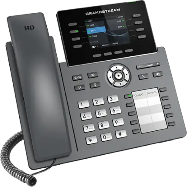 Grandstream GRP2634 Carrier-Grade IP Phone, Color LCD TFT Display, 4-8 SIP Lines, Integrated Wi-Fi, Bluetooth, 2x Gigabit Ethernet, PoE, 32 VPK, Grey