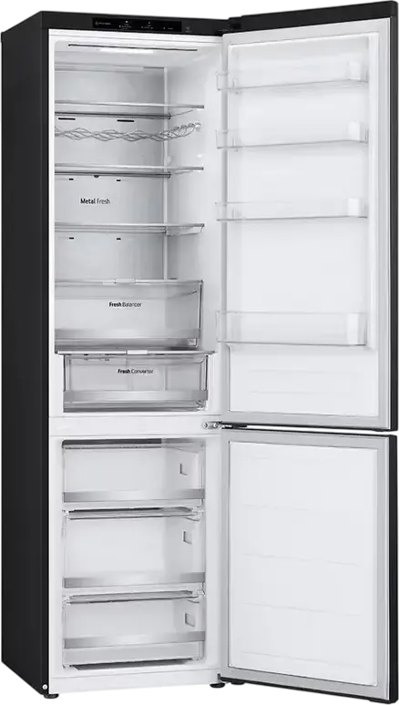 Frigider Combinat LG GBV7280BEV, No Frost, DoorCooling+, Smart Inverter Compressor, Capacitate 387L, Clasa Energetică B, Negru, 59.5x203x67.5 cm