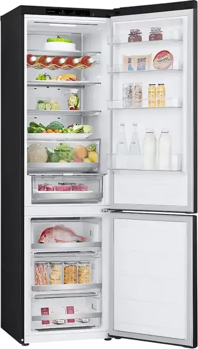 Frigider Combinat LG GBV7280BEV, No Frost, DoorCooling+, Smart Inverter Compressor, Capacitate 387L, Clasa Energetică B, Negru, 59.5x203x67.5 cm
