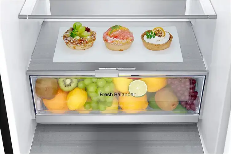 Frigider Combinat LG GBV7280BEV, No Frost, DoorCooling+, Smart Inverter Compressor, Capacitate 387L, Clasa Energetică B, Negru, 59.5x203x67.5 cm