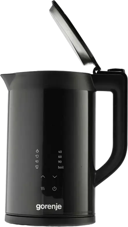 Gorenje K17DWDII Electric Kettle, 1.7L, 2200W, Stainless Steel & Plastic, Digital LED Display with Temperature Presets, Keep Warm, Double Wall, Black