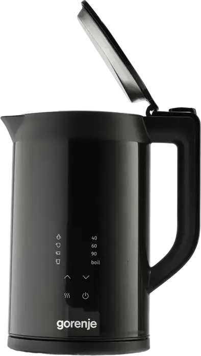 Gorenje K17DWDII Electric Kettle, 1.7L, 2200W, Stainless Steel & Plastic, Digital LED Display with Temperature Presets, Keep Warm, Double Wall, Black
