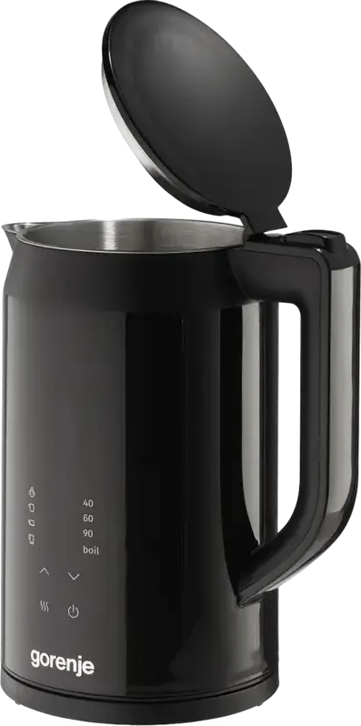 Gorenje K17DWDII Electric Kettle, 1.7L, 2200W, Stainless Steel & Plastic, Digital LED Display with Temperature Presets, Keep Warm, Double Wall, Black