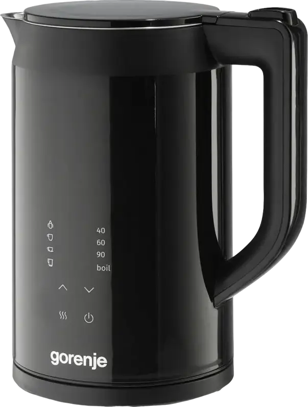 Gorenje K17DWDII Electric Kettle, 1.7L, 2200W, Stainless Steel & Plastic, Digital LED Display with Temperature Presets, Keep Warm, Double Wall, Black