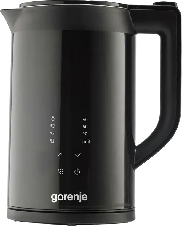 Gorenje K17DWDII Electric Kettle, 1.7L, 2200W, Stainless Steel & Plastic, Digital LED Display with Temperature Presets, Keep Warm, Double Wall, Black
