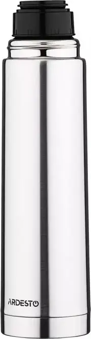 Ardesto AR2610TBS Easy Travel Vacuum Flask Thermos, 1000ml, Stainless Steel, Silver, 12h Heat and 24h Cold Retention, Cup-Lid