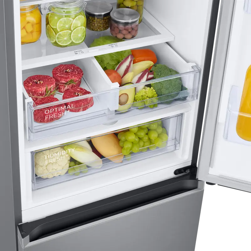 Samsung RB38C675ES9 Series 6 Combi Refrigerator, Bottom Freezer, 390L, No Frost, SpaceMax, Digital Inverter, SmartThings Wi-Fi, Stainless Steel, 203cm