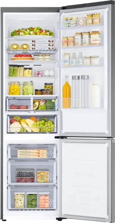 Samsung RB38C675ES9 Series 6 Combi Refrigerator, Bottom Freezer, 390L, No Frost, SpaceMax, Digital Inverter, SmartThings Wi-Fi, Stainless Steel, 203cm