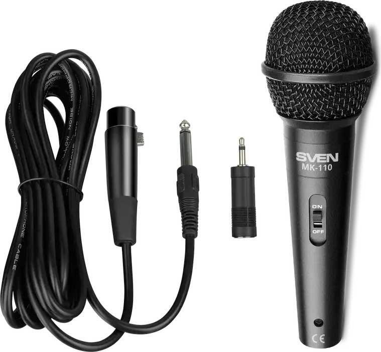 Microfon Karaoke SVEN MK-110, Cu fir, Negru