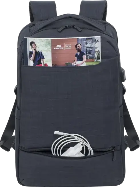 RivaCase Biscayne 8365 Laptop Backpack for 17.3" Laptops and 10.5" Tablets, Water-resistant Polyester, 25L, Gaming Accessory Section, Black