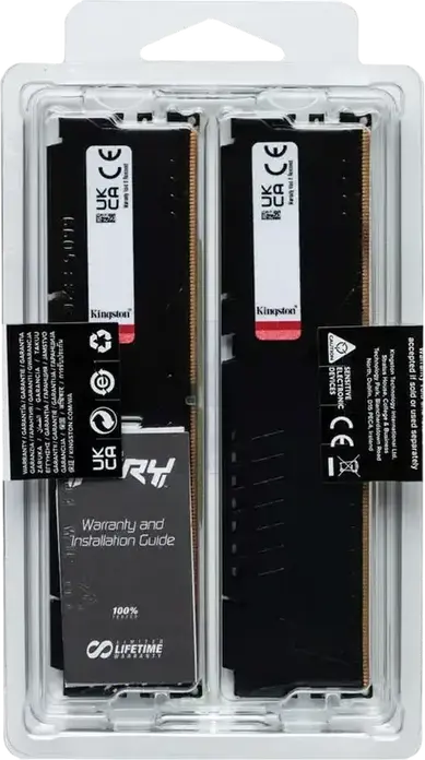 Memorie RAM Kingston FURY Beast DDR5 32GB Kit (2x16GB) 6400MHz CL32 KF560C36BBE2K2-32, Intel XMP 3.0, AMD EXPO, Radiator Aluminiu Low-Profile, Negru
