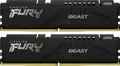 Memorie RAM Kingston FURY Beast DDR5 32GB Kit (2x16GB) 6400MHz CL32 KF560C36BBE2K2-32, Intel XMP 3.0, AMD EXPO, Radiator Aluminiu Low-Profile, Negru
