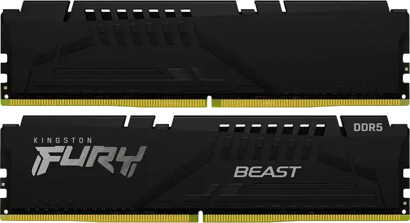 Memorie RAM Kingston FURY Beast DDR5 32GB Kit (2x16GB) 6400MHz CL32 KF560C36BBE2K2-32, Intel XMP 3.0, AMD EXPO, Radiator Aluminiu Low-Profile, Negru