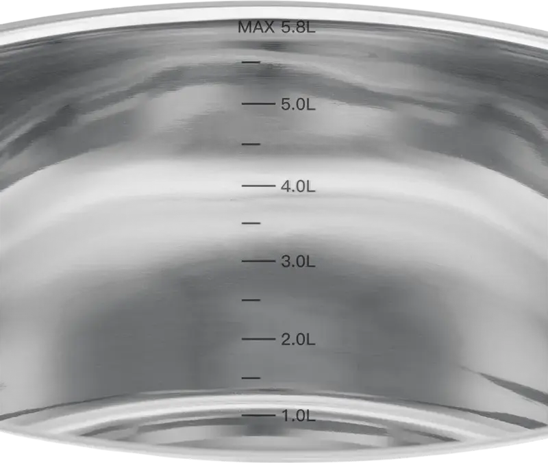 RESTO Anser 92205 Stainless Steel Casserole Pot, 5.8L, 24cm Diameter, Glass Lid, Volume Markings, Induction Compatible, Grey