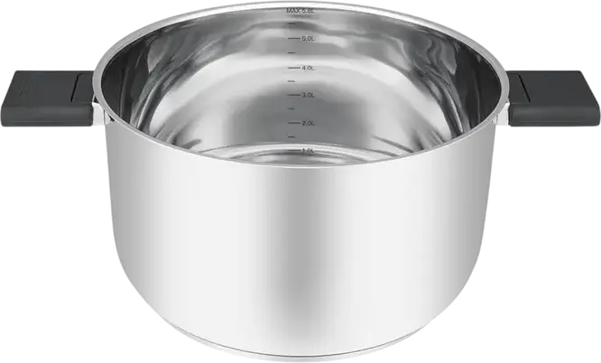 RESTO Anser 92205 Stainless Steel Casserole Pot, 5.8L, 24cm Diameter, Glass Lid, Volume Markings, Induction Compatible, Grey