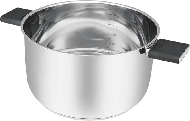 RESTO Anser 92205 Stainless Steel Casserole Pot, 5.8L, 24cm Diameter, Glass Lid, Volume Markings, Induction Compatible, Grey