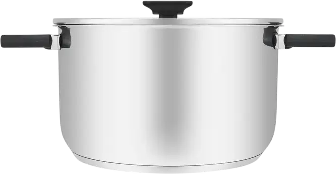 RESTO Anser 92205 Stainless Steel Casserole Pot, 5.8L, 24cm Diameter, Glass Lid, Volume Markings, Induction Compatible, Grey