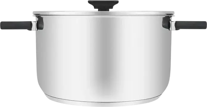 RESTO Anser 92205 Stainless Steel Casserole Pot, 5.8L, 24cm Diameter, Glass Lid, Volume Markings, Induction Compatible, Grey