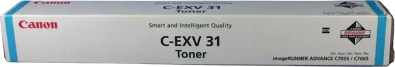 Canon C-EXV31 Cyan Toner Cartridge for imageRUNNER ADVANCE C7055 C7065 Laser Printers, Color: Cyan, 52000 Page Yield, 2796B002