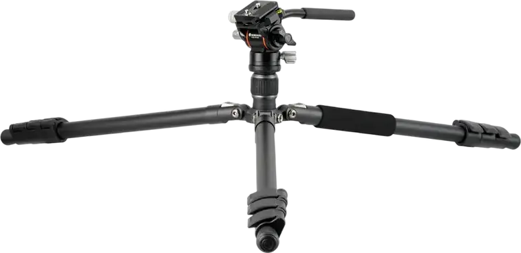 Vanguard VESTA GO 234AV10 Aluminum Travel Tripod with VEO PV-10 Fluid Video Head, QS-55P Arca-standard Plate, 150.9cm Max Height, 5kg Load, Black