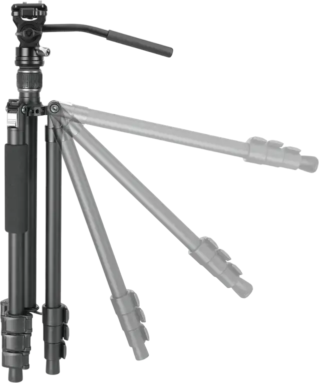 Vanguard VESTA GO 234AV10 Aluminum Travel Tripod with VEO PV-10 Fluid Video Head, QS-55P Arca-standard Plate, 150.9cm Max Height, 5kg Load, Black